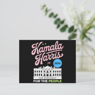 Cartão Postal Kamala Harris 2024 Voto Democrata Social Azul