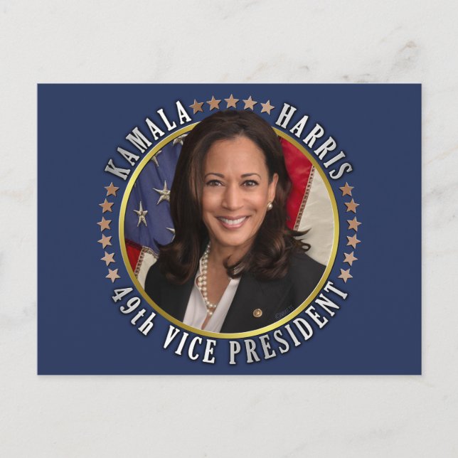 Cartão Postal Kamala Harris 49º vice-presidente comemorativo (Frente)