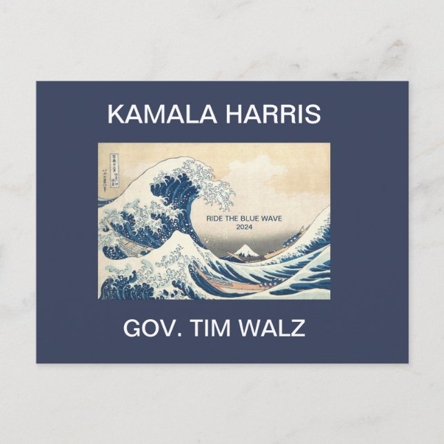 CARTÃO POSTAL KAMALA HARRIS CORRE A ONDA AZUL 2024 (Frente)