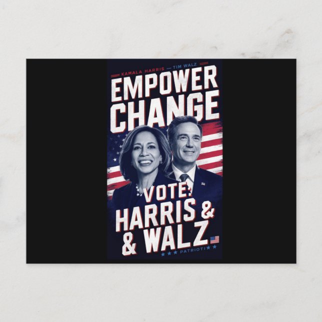 Cartão Postal Kamala Harris e Tim Walz (Frente)