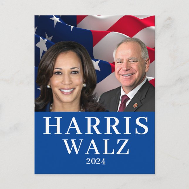 Cartão Postal Kamala Harris E Tim Walz 2024 (Frente)