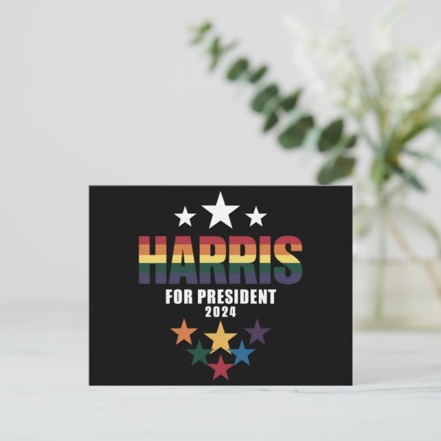 Cartão Postal Kamala Harris Orgulho gay LGBT Eleição LGBT 2024 (Em pé/Frente)