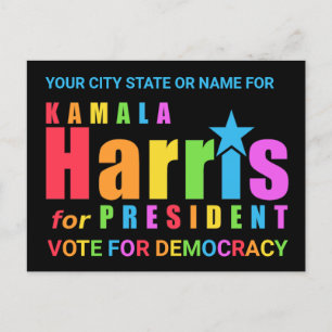 Cartão Postal Kamala Harris Pride 2024 Democracy Watch Party