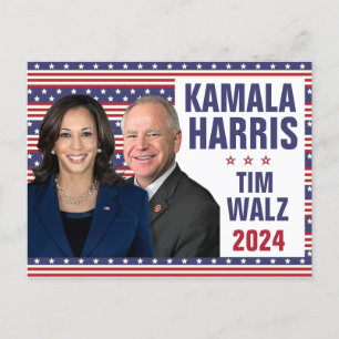 Cartão Postal Kamala Harris Tim Walz 2024 Presidente Vice Fotos