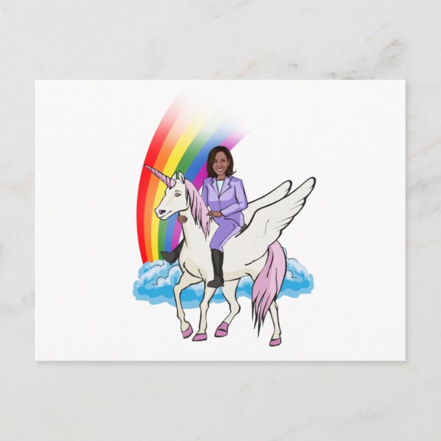 CARTÃO POSTAL KAMALA HARRIS UNICORN E RAINBOW (Frente)