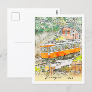 Cartão Postal Kanagawa Japão Viagem Place Watercolor