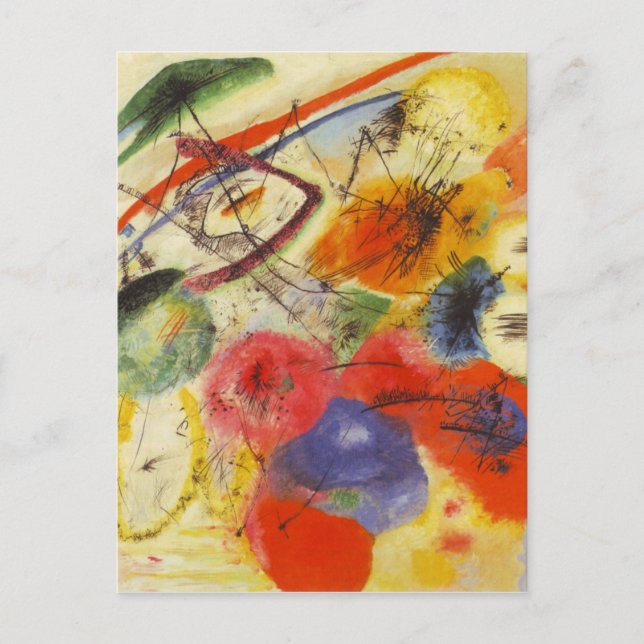 Cartão Postal Kandinsky Black Trakes Abstrato Painting (Frente)