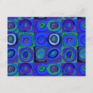 Cartão Postal Kandinsky Farbstudie Quadrate Blue Squares