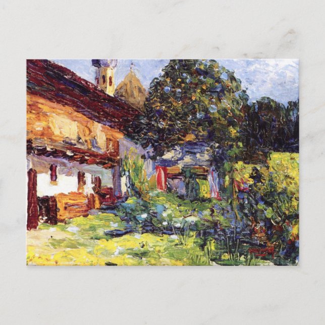 Cartão Postal Kandinsky - Kochel - Farmhouse com Igreja (Frente)