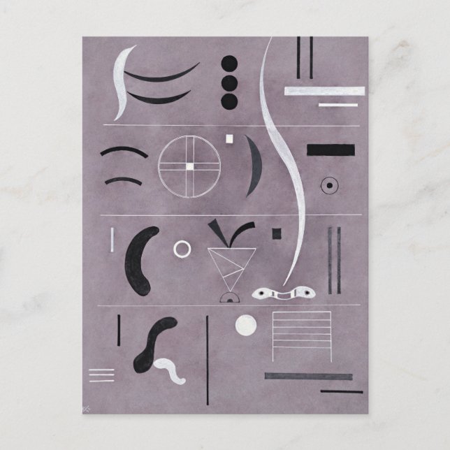 Cartão Postal Kandinsky - Quatro Partes, abstrato art, (Frente)