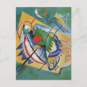 Cartão Postal Kandinsky Red Oval Abstrato Trabalho de arte Verde