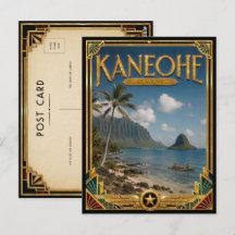 Kaneohe Hawaii Arte Deco Vintage Idade Dourada