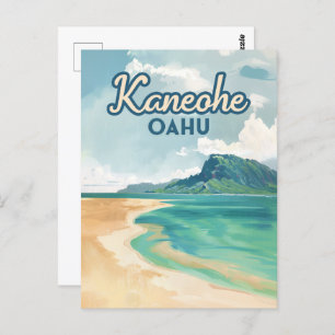 Cartão Postal Kaneohe Sandbar Oahu Hawaii Retro