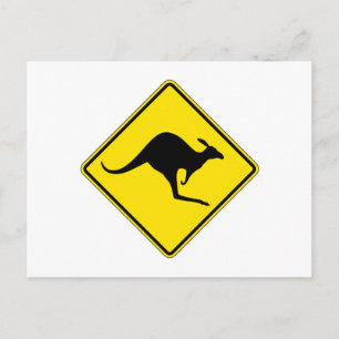 Cartão Postal Kangaroo Crossing, Traffic Warign, Austrália