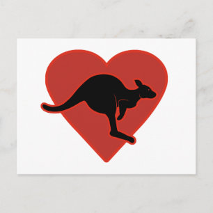 Cartão Postal Kangaroo Love Red Heart