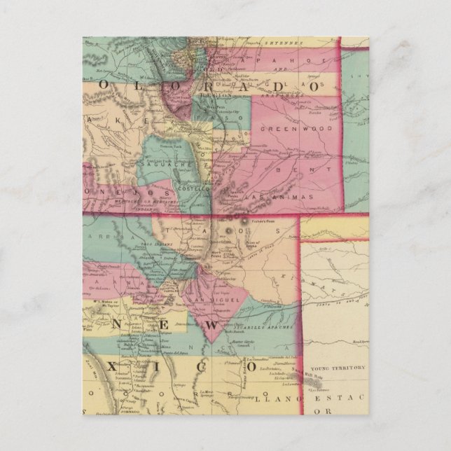 Cartão Postal Kansas, Arizona, Colorado, Novo México e Utah (Frente)