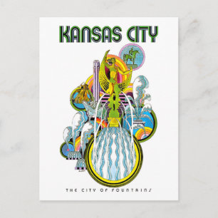 Cartão Postal Kansas City, a cidade das fontes,
