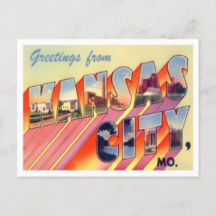 Cartão Postal Kansas City, Missouri Vintage Big Letters