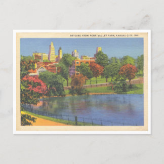 Cartão Postal Kansas City Missouri vintage centro skyline
