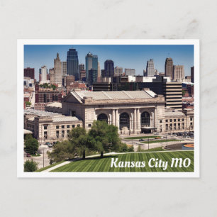 Cartão Postal Kansas City MO Estação Union e horizonte de Downto