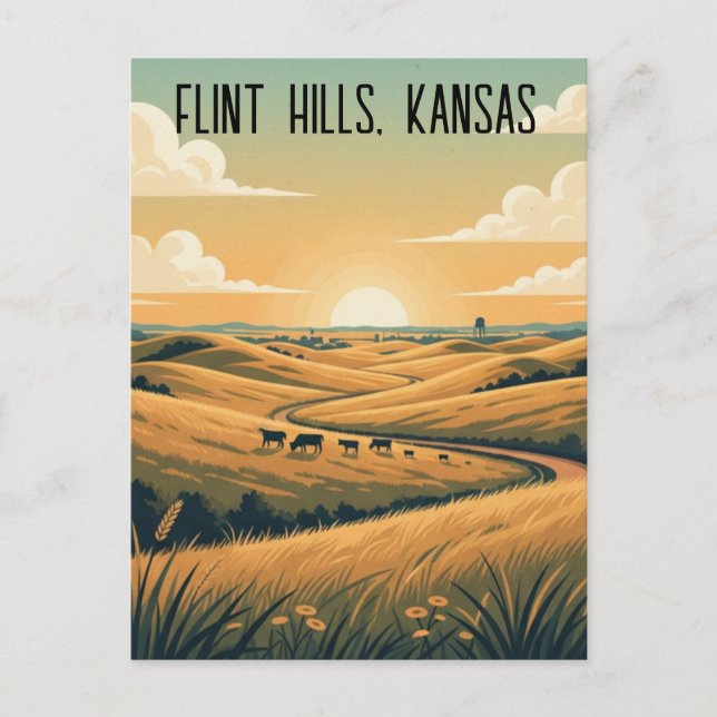 Cartão Postal Kansas Flint Colinas Viagem de Souvenir (Frente)