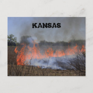 Cartão Postal Kansas Grass Burning para nova placa de Posto Plan