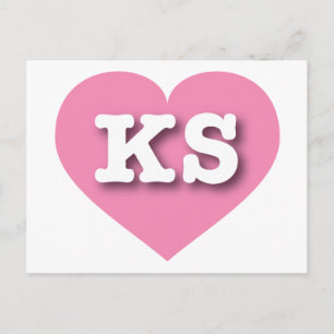 Cartão Postal Kansas Pink Heart - Eu amo KS