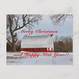 Cartão Postal Kansas Red Barn Natal
