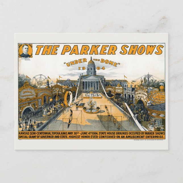 Cartão Postal Kansas Semi-Centennial. Motivos do Estado. (Frente)