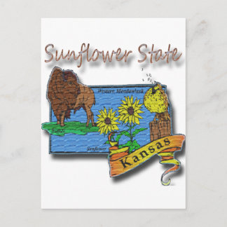 Cartão Postal Kansas Sunflower State Lark Sunflower Buffalo