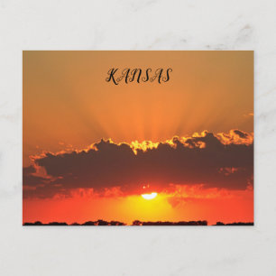 Cartão Postal Kansas Sunset com nuvens e raios solares Placa de 