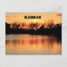 Cartão Postal Kansas Sunset Refletion Sterling Lake Postar Card