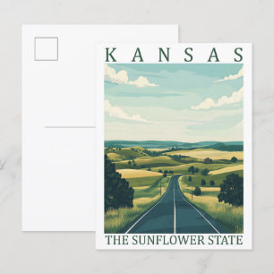 Cartão Postal Kansas the Sunflower State USA Viagem Place