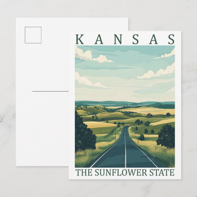 Cartão Postal Kansas the Sunflower State USA Viagem Place (Frente/Verso)
