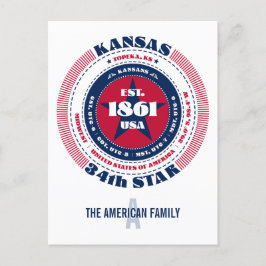 Cartão Postal Kansas, Topeka, KS, Patriótico, Monograma