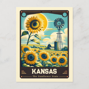 Cartão Postal Kansas Vintage espirituosa patriótica