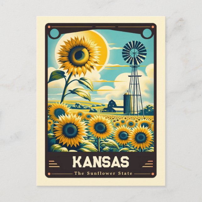 Cartão Postal Kansas | Vintage espirituosa patriótica (Frente)