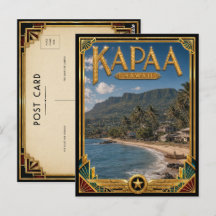 Kapaa Hawaii Arte Deco Vintage Idade Dourada