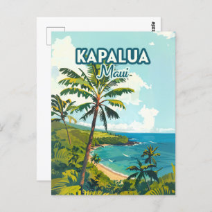 Cartão Postal Kapalua Maui Hawaii Bay Beach Vacer Retro