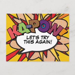 Cartão Postal KAPOW Mudança de Data Adiada Quadrinho de Arte Pop