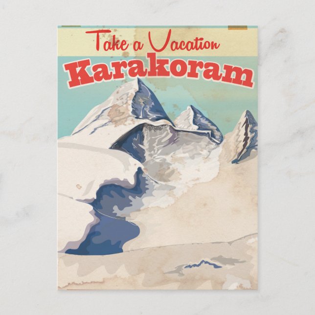 Cartão Postal Karakoram Vintage Poster (Frente)