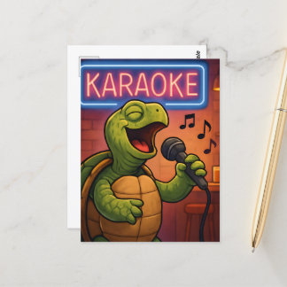 Cartão Postal Karaoke Singing Turtle