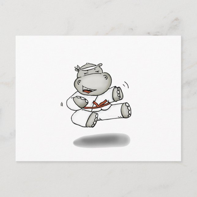 Cartão Postal Karate Hippo (Frente)