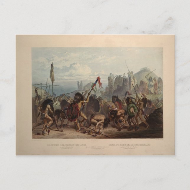 Cartão Postal Karl Bodmer- Buffalo-Dança dos índios Mandan (Frente)