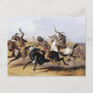 Cartão Postal Karl Bodmer - Corrida dos Cavalos dos Sioux