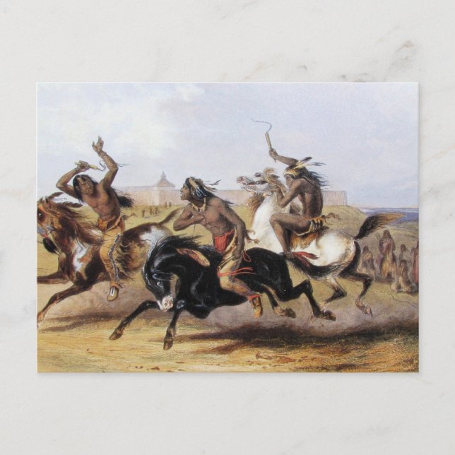 Cartão Postal Karl Bodmer - Corrida dos Cavalos dos Sioux (Frente)