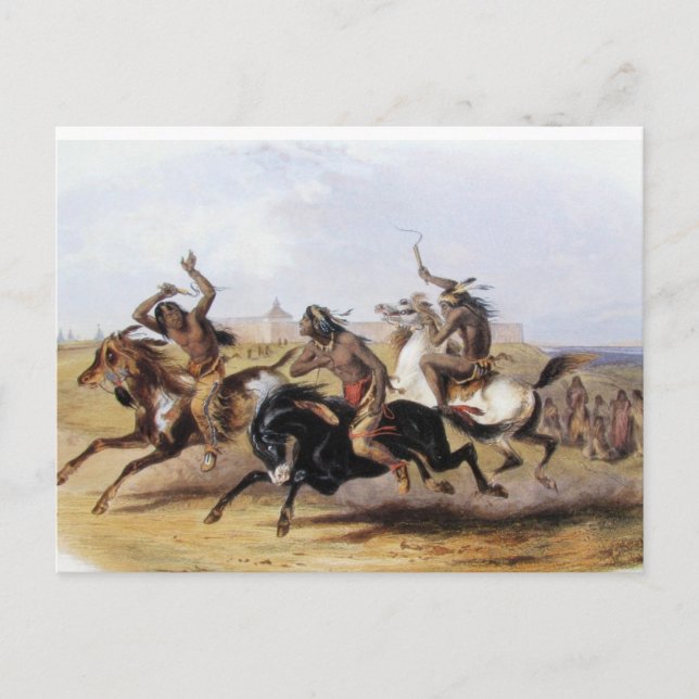 Cartão Postal Karl Bodmer - Corrida dos Cavalos dos Sioux (Frente)