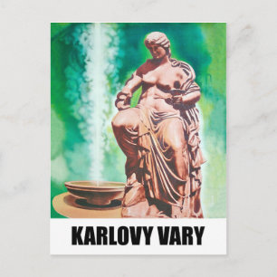 Cartão Postal Karlovy Vary primavera, estátua feminina, Repúbl