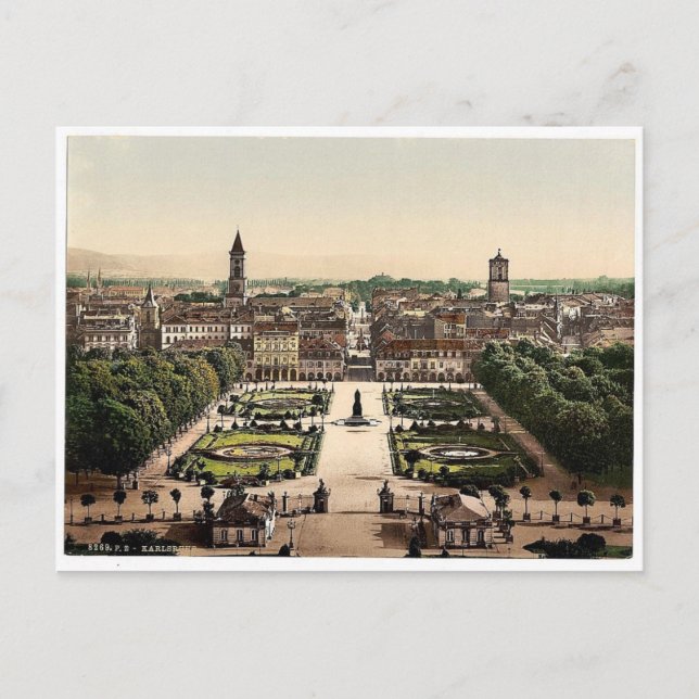 Cartão Postal Karlsruhe, vista geral, Baden, Alemanha magnifico (Frente)