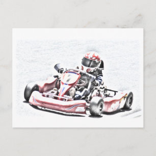 Cartão Postal Kart Racer Shaded Sketch